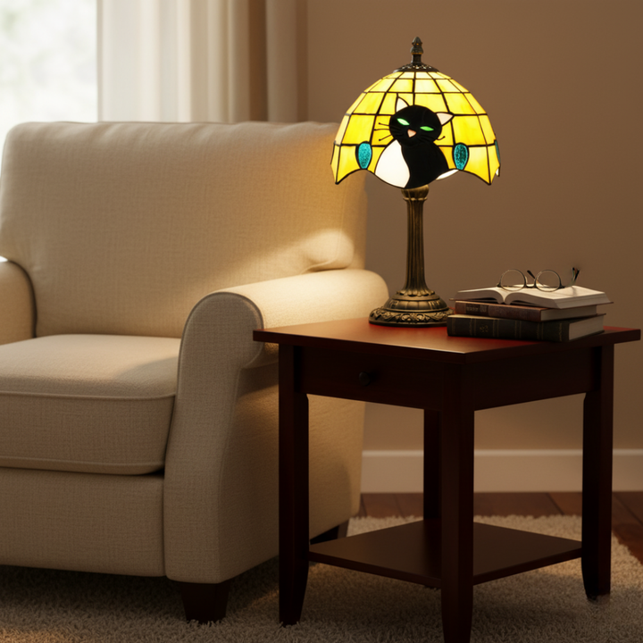 Βασιλική μπαρόκ λάμπα με μαύρη γάτα