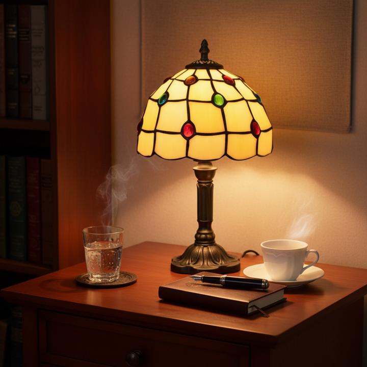 Επιτραπέζια λάμπα Art Déco από χρωματιστό γυαλί