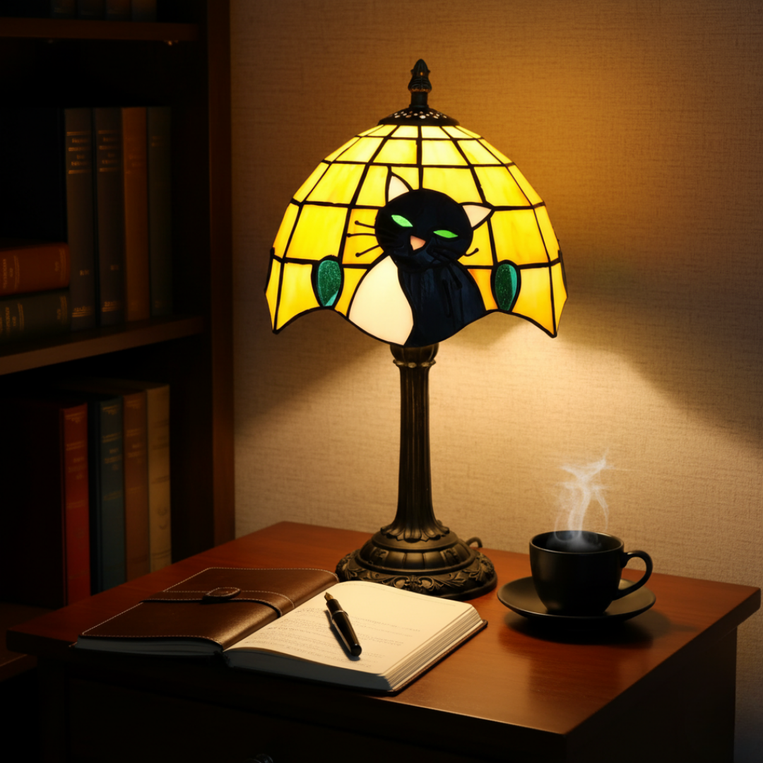 Βασιλική μπαρόκ λάμπα με μαύρη γάτα