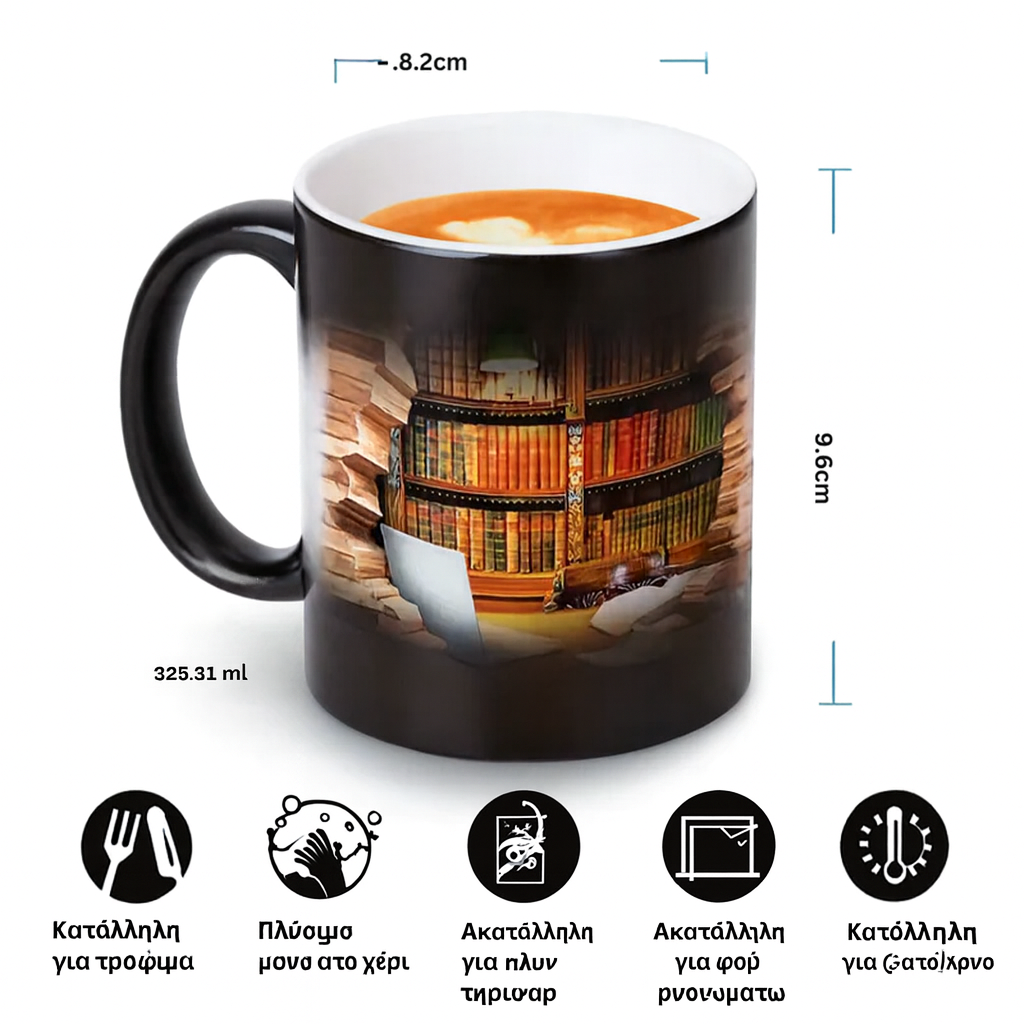 Γοητευτικό βιβλιοπωλείο – Κεραμική κούπα που αποκαλύπτει τη ζεστασιά