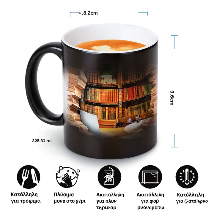 Γοητευτικό βιβλιοπωλείο – Κεραμική κούπα που αποκαλύπτει τη ζεστασιά